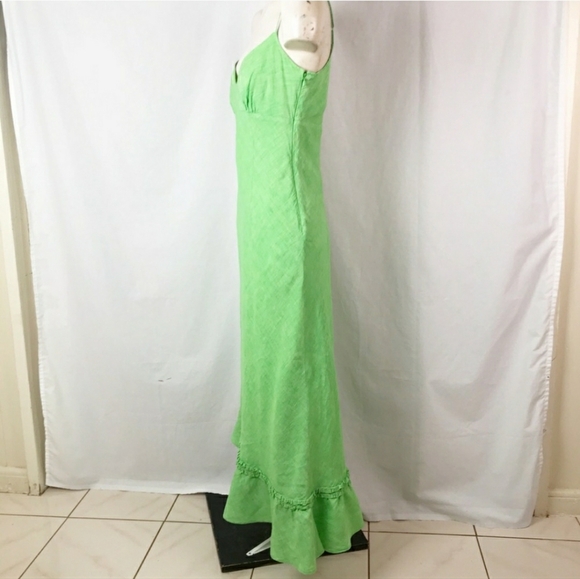 Banana Republic Green Linen asymmetrical summer Dress size 4 - Picture 5 of 14
